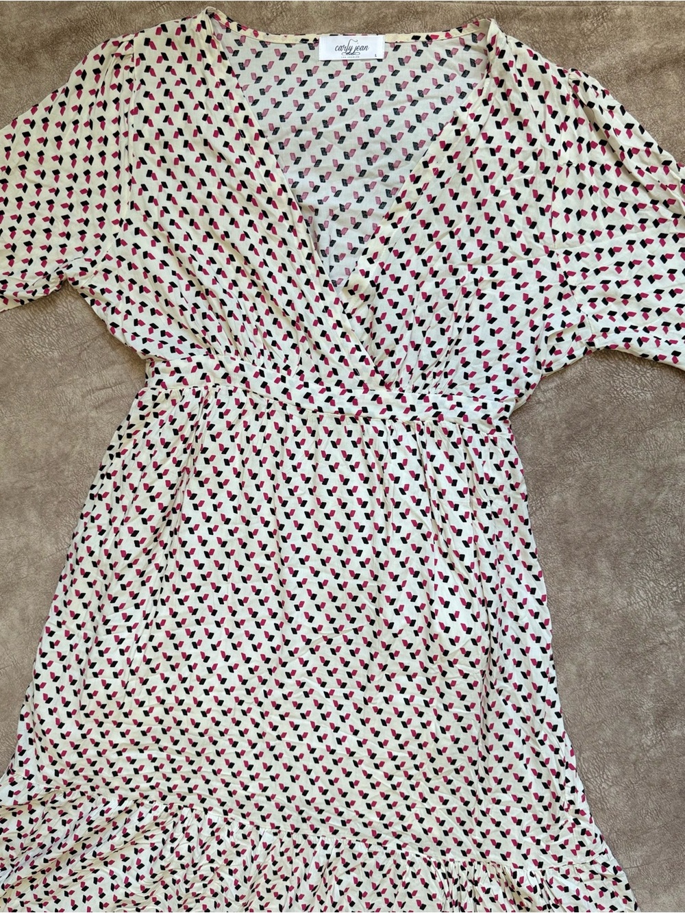 Carly Jean Los Angeles Tiered Maxi Dress Size Large Boho Wrap Style Dress - Picture 8 of 12